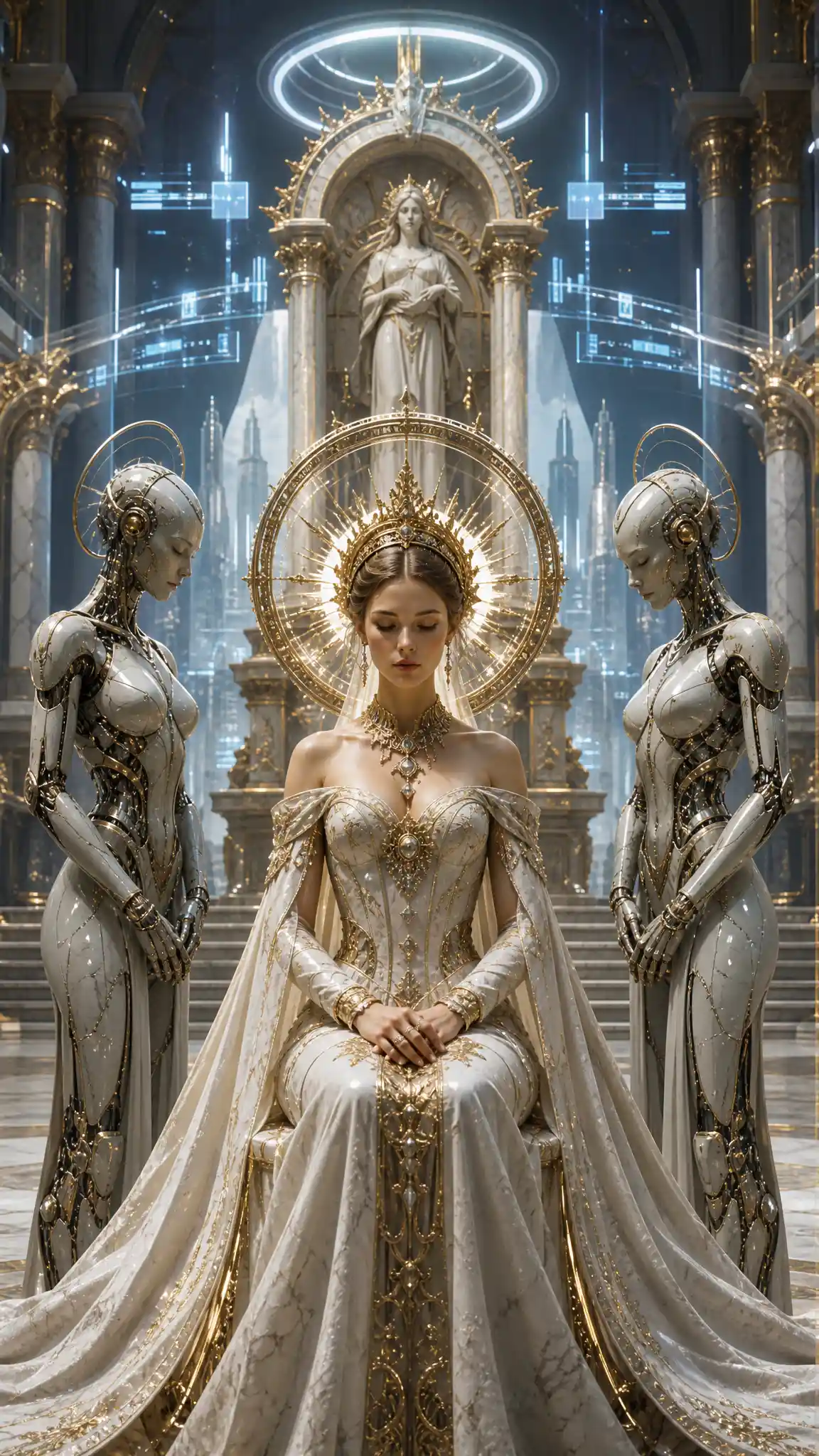 Cyber renaissance cathedrals in grand marble halls