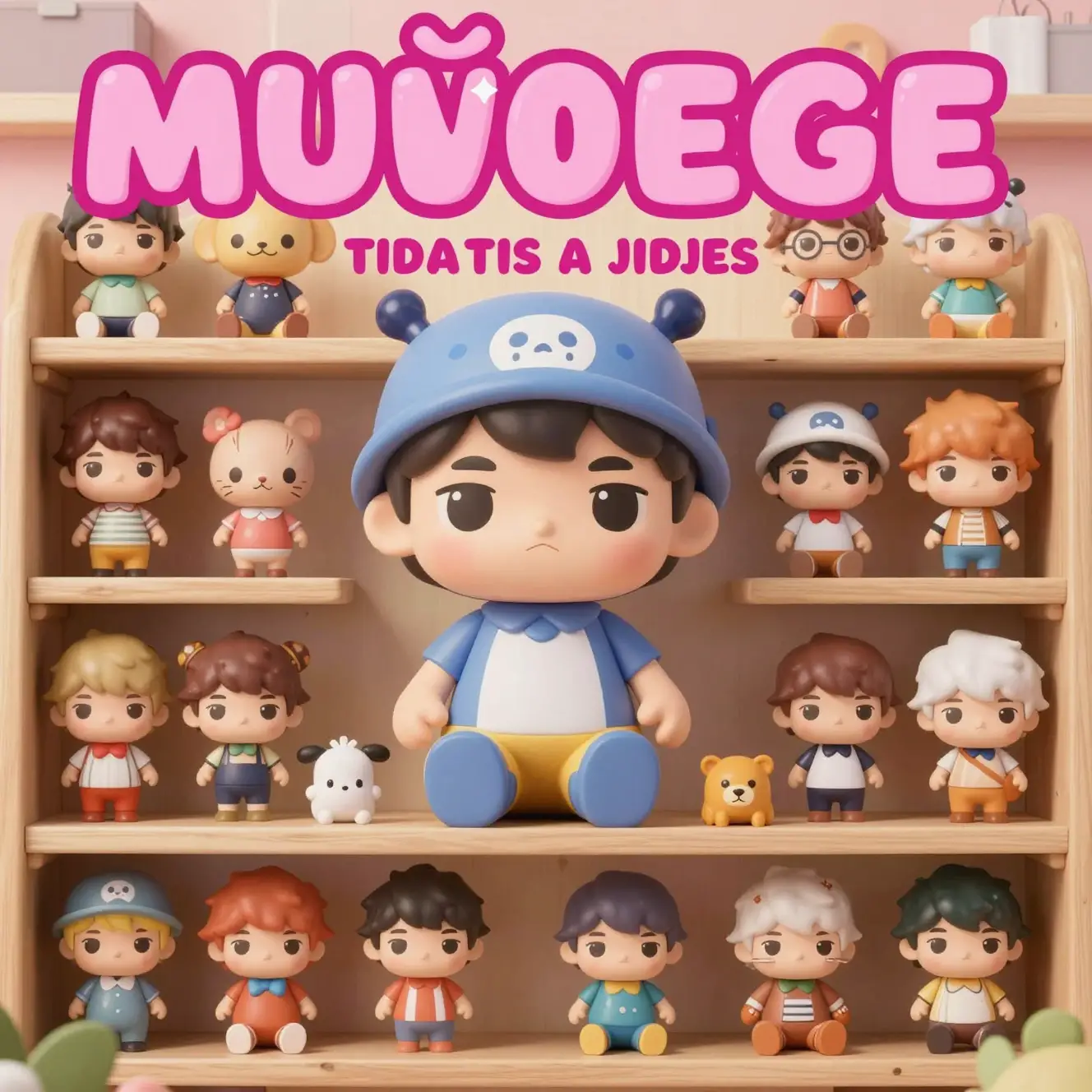 Cartel colorido de fachada de tienda de juguetes de anime para coleccionistas adultos