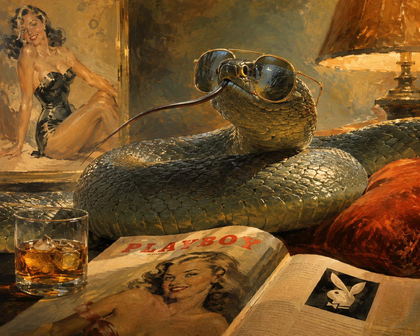 Warm painterly illustration with glossy print inspired lighting