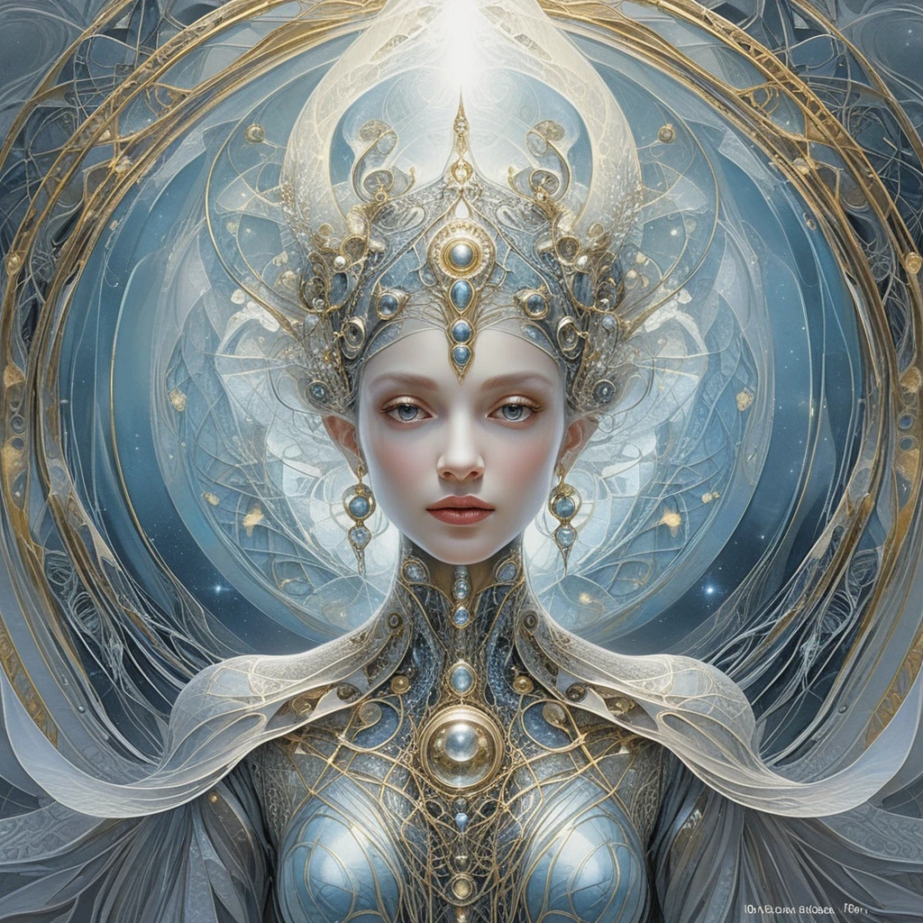 Tapiz fractal dorado de existencia divina etérea