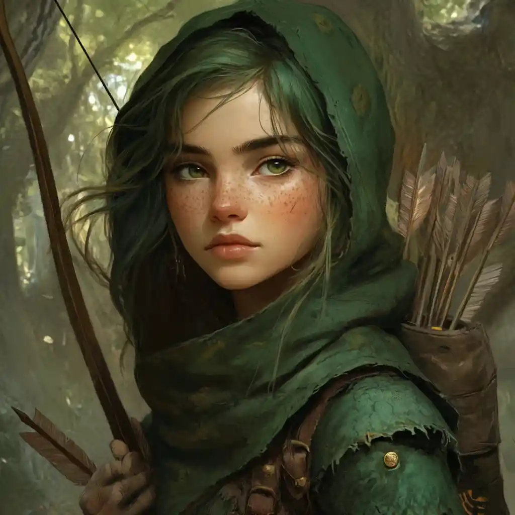 Green haired gnome girl monk archer with animal companion