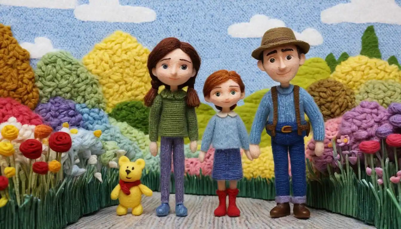 クレヨン風の子どもらしいタッチで描く母と息子の家族愛シーン