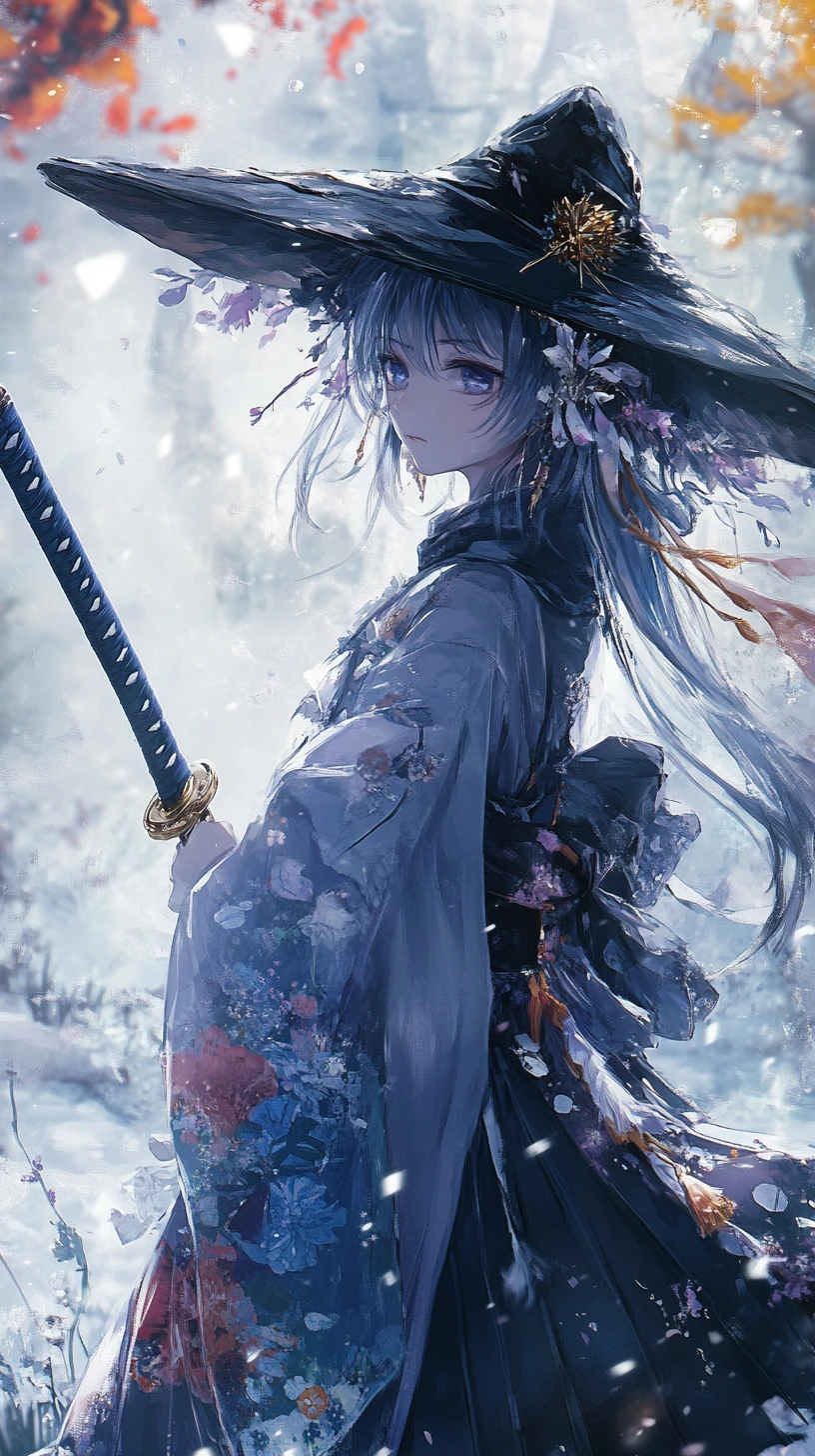 Anime girl with crystal arm wielding a dark crystal sword