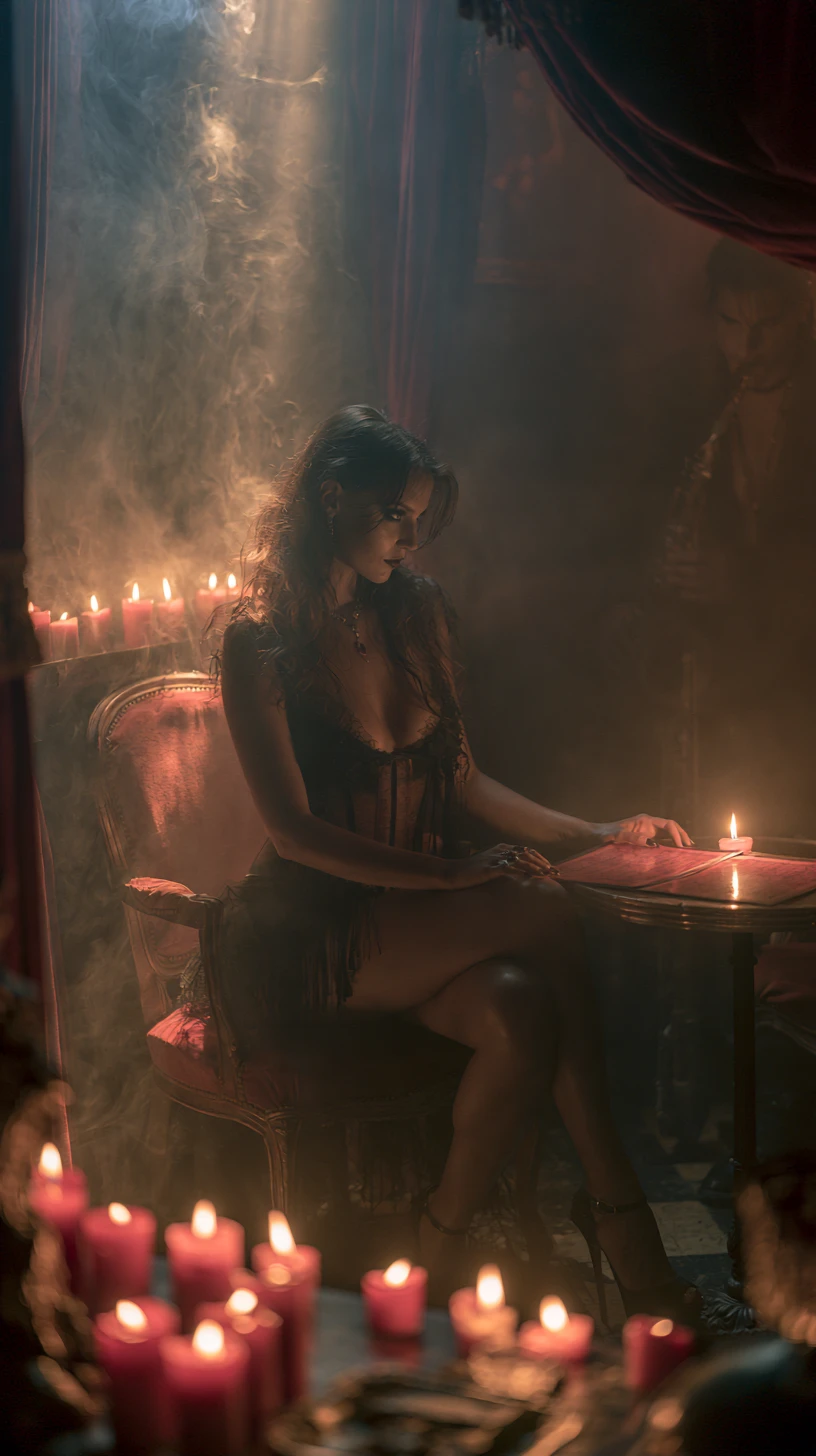 Affascinante truffatrice nel retrofumoso di un cabaret parigino