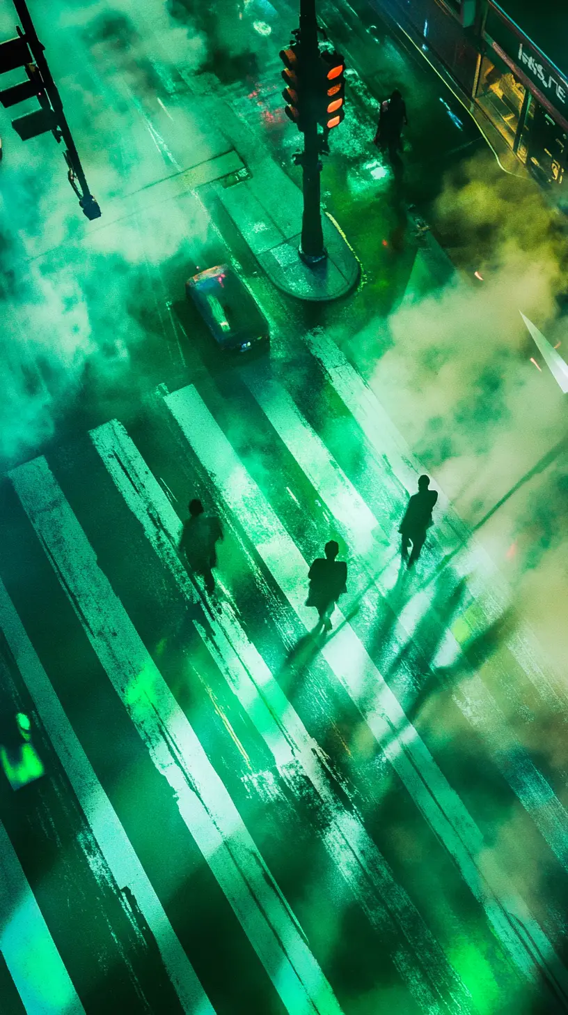 Semáforo en verde iluminando un cruce de calles concurrido