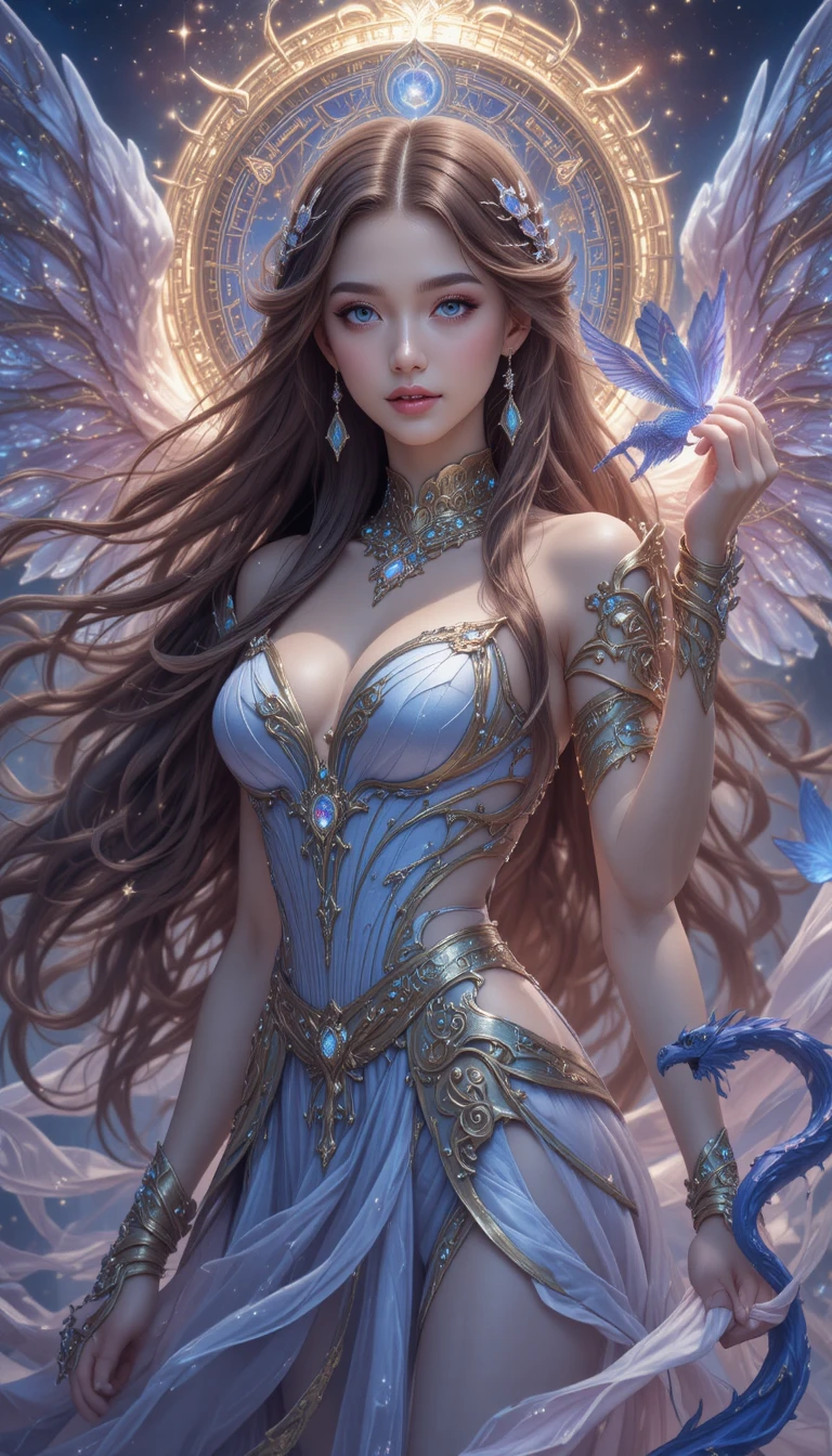 Joven chica eliatrope de anime en un mundo de fantasía místico