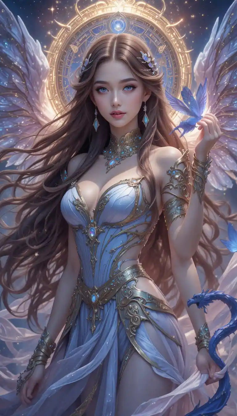 Joven chica eliatrope de anime en un mundo de fantasía místico