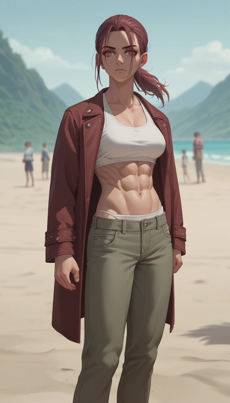 自信に満ちたファンタジー水着戦士スタイルの若い女性