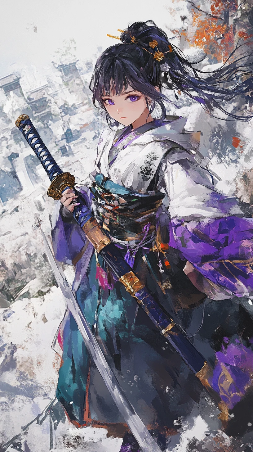 Chica anime con brazo de cristal empuñando una espada de cristal oscura