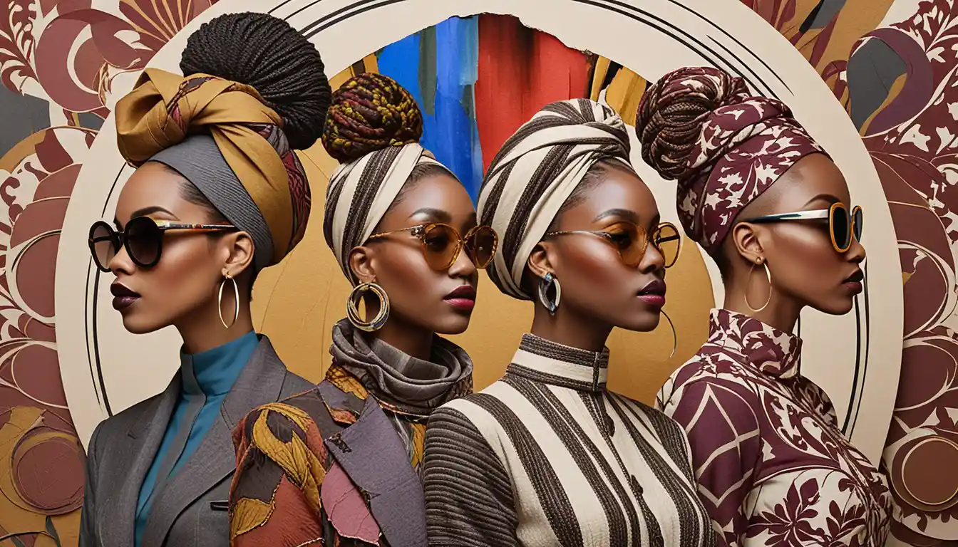 Afrofuturistic group portrait on vibrant mustard yellow background