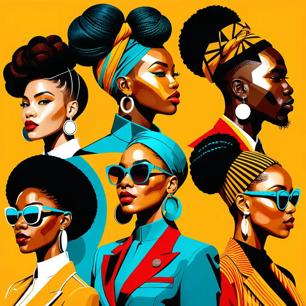 Afrofuturistic fashion portraits of stylish African men and women