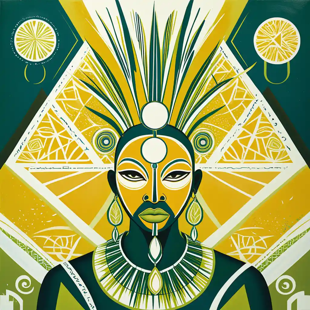 Surreal portrait celebrating Black identity and ancestral memory