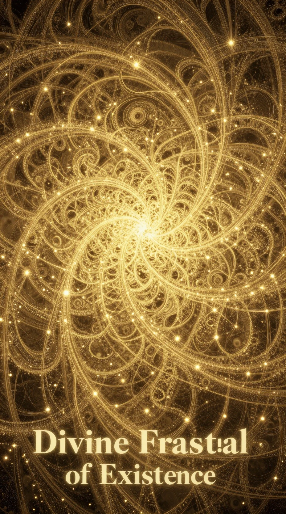 Tapiz fractal dorado de existencia divina etérea