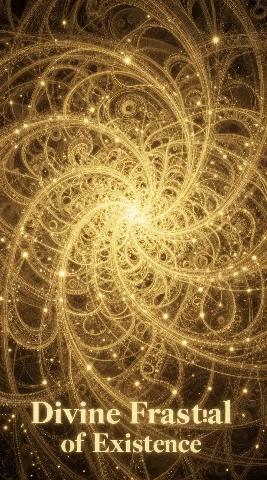 Tapiz fractal dorado de existencia divina etérea