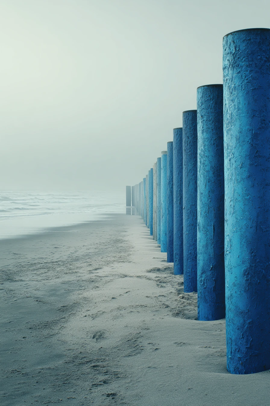 Architettura surreale blu sul mare alla costa del Baltico