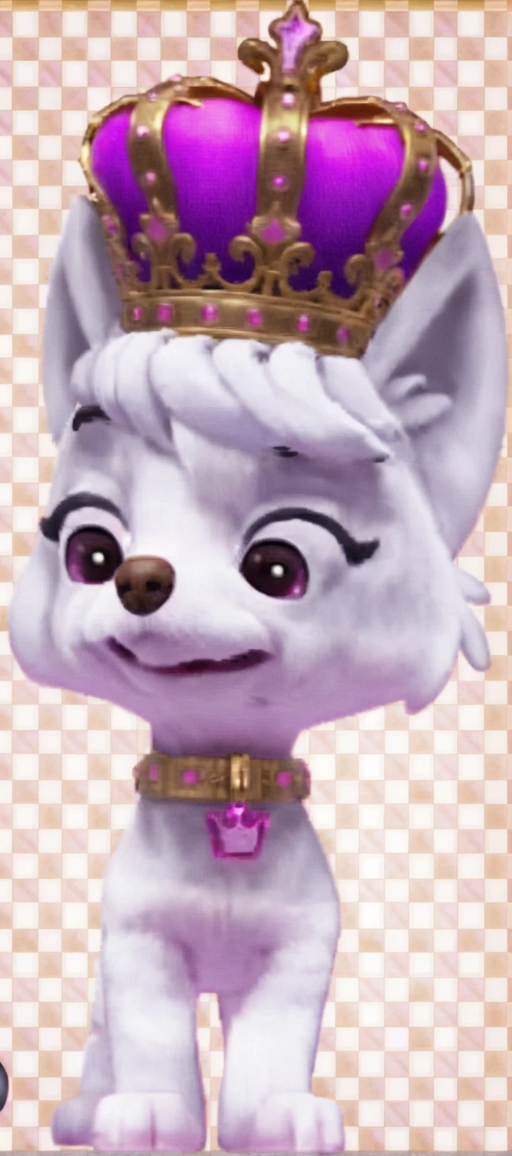 Cartoon pup with crown powers in a fantasy castle