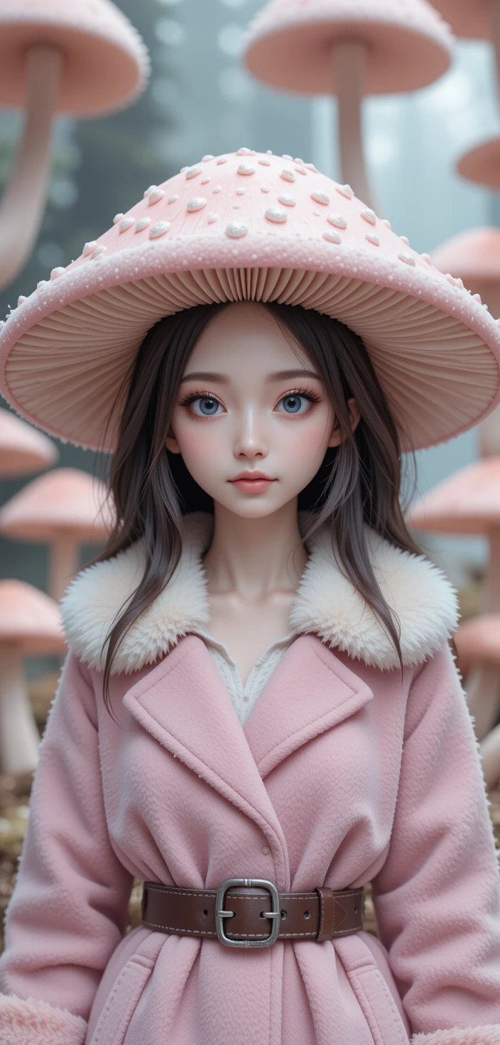 Ragazza spirito fungo con cappello di amanita rosa