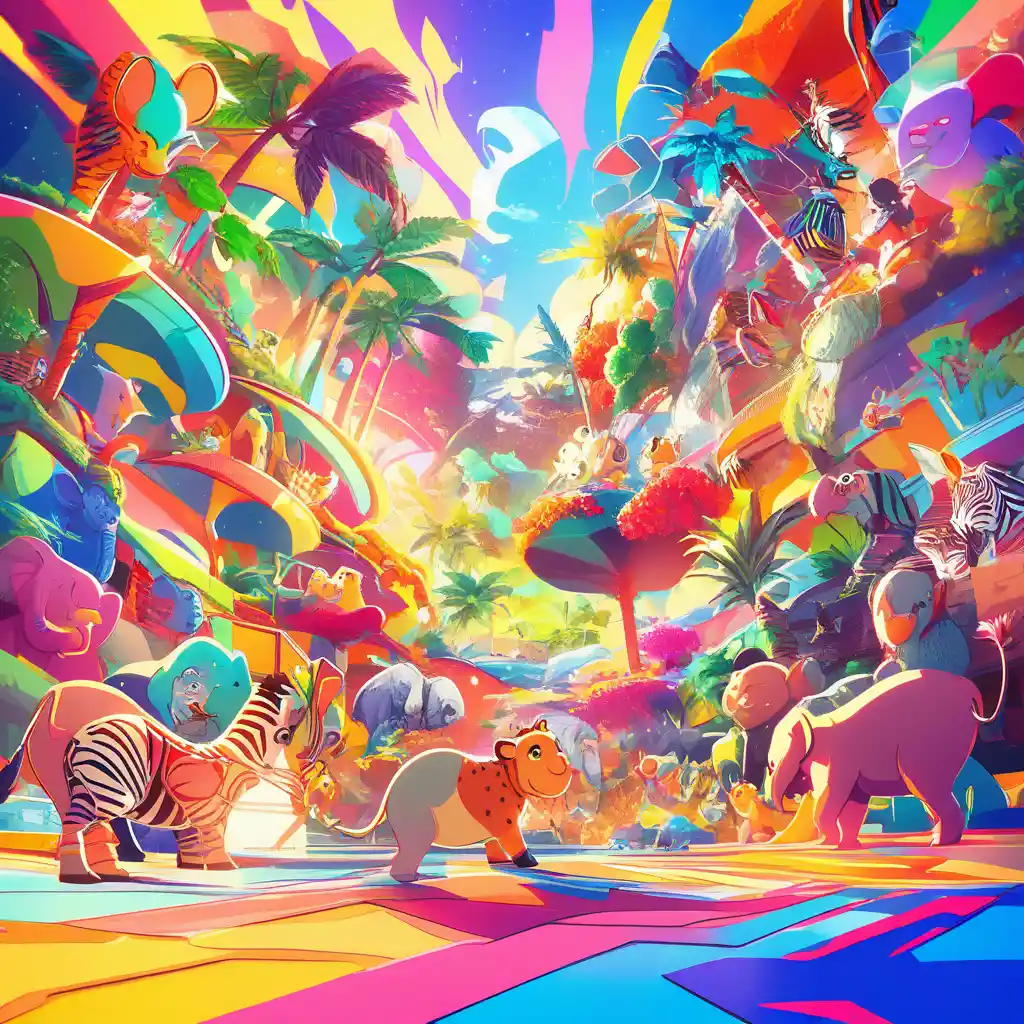 Proud Cartoon Lion Surrounded By Jungle Animal Friends