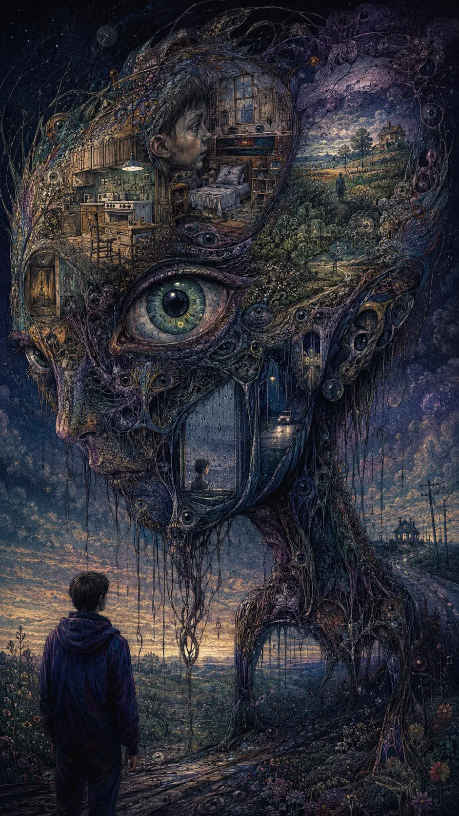 靜謐室內中流動記憶的超現實生物