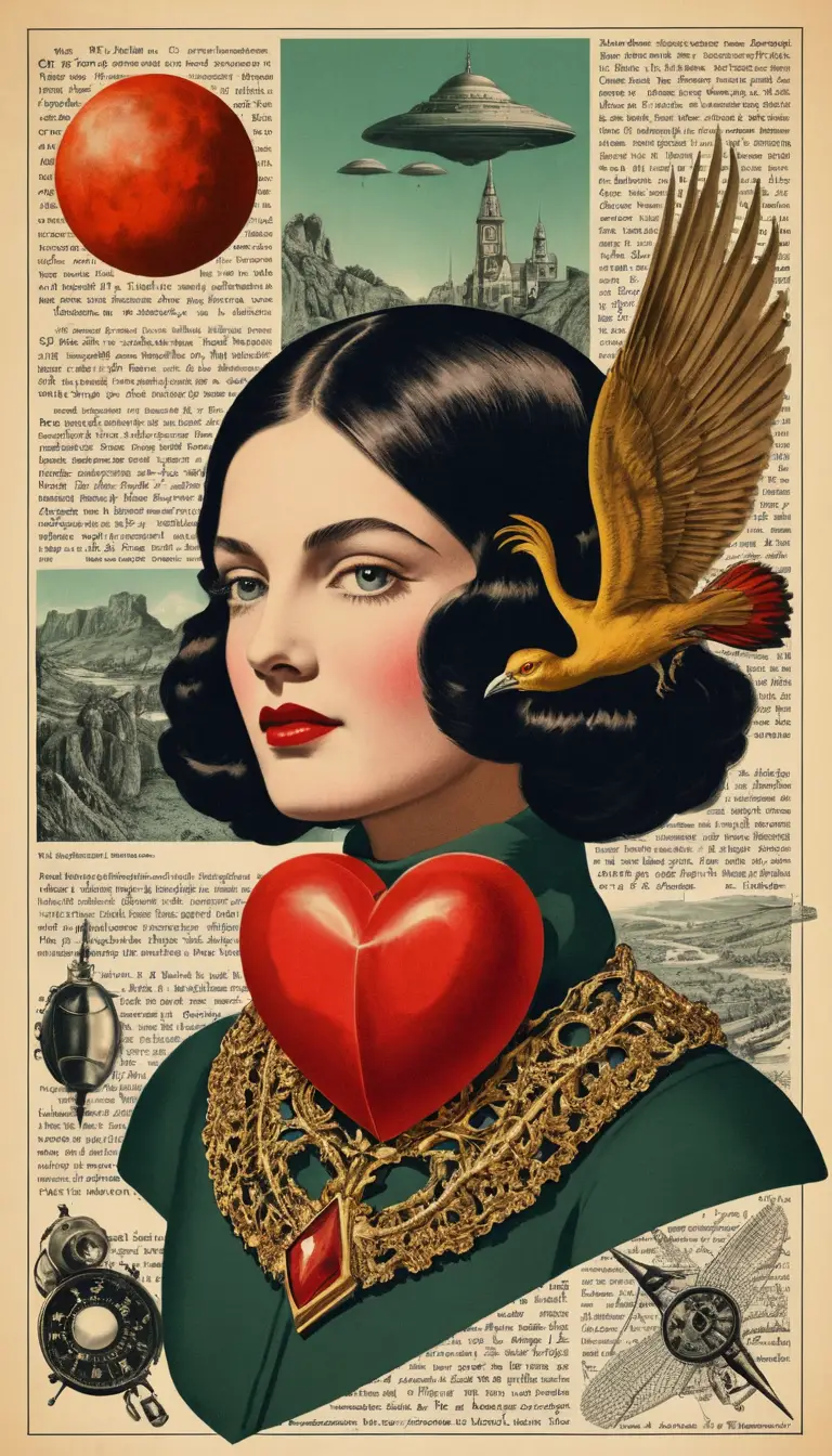 Surreal vertical collage with anatomical heart and melting watch