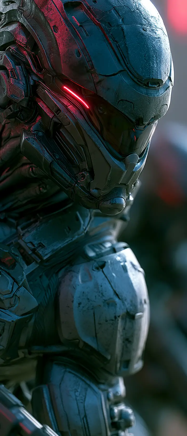Futuristic Armored Soldier In Dramatic Cinematic Perspective