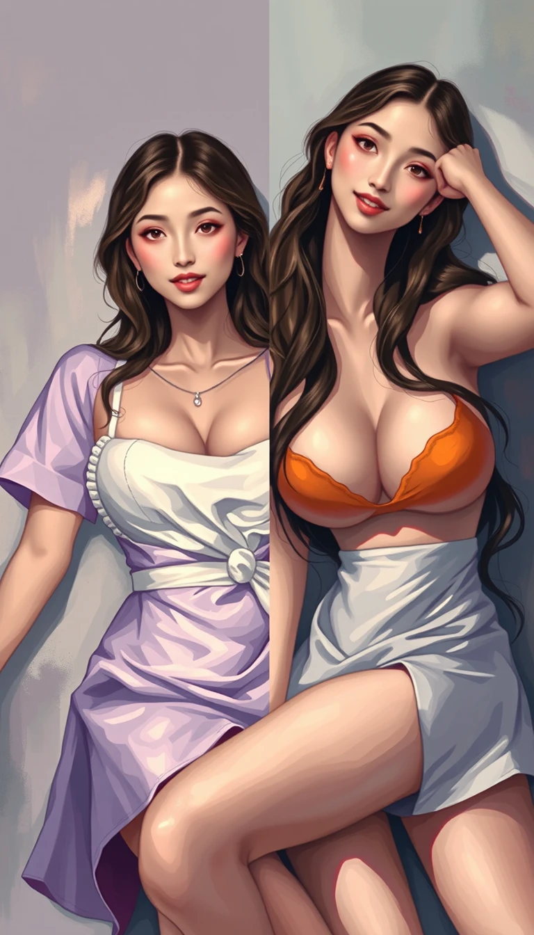 Seductive anime nurse lying on her side in lingerie