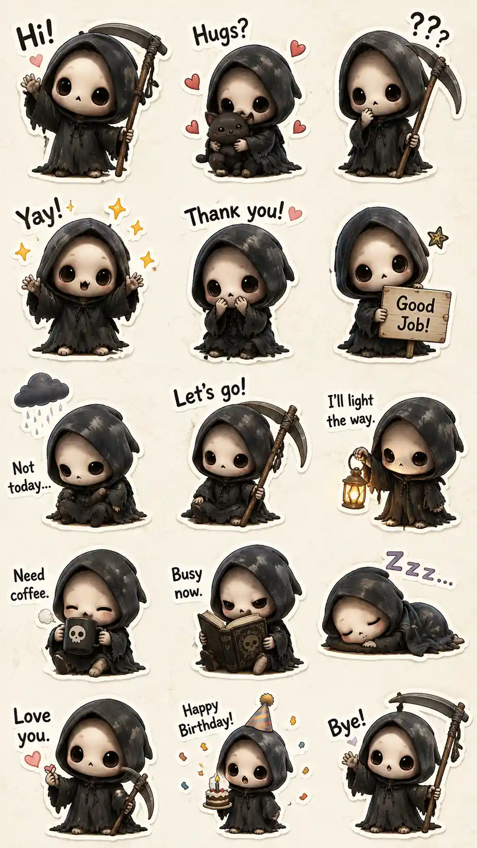 Chibi reaction sticker sheet with expressive anime girl