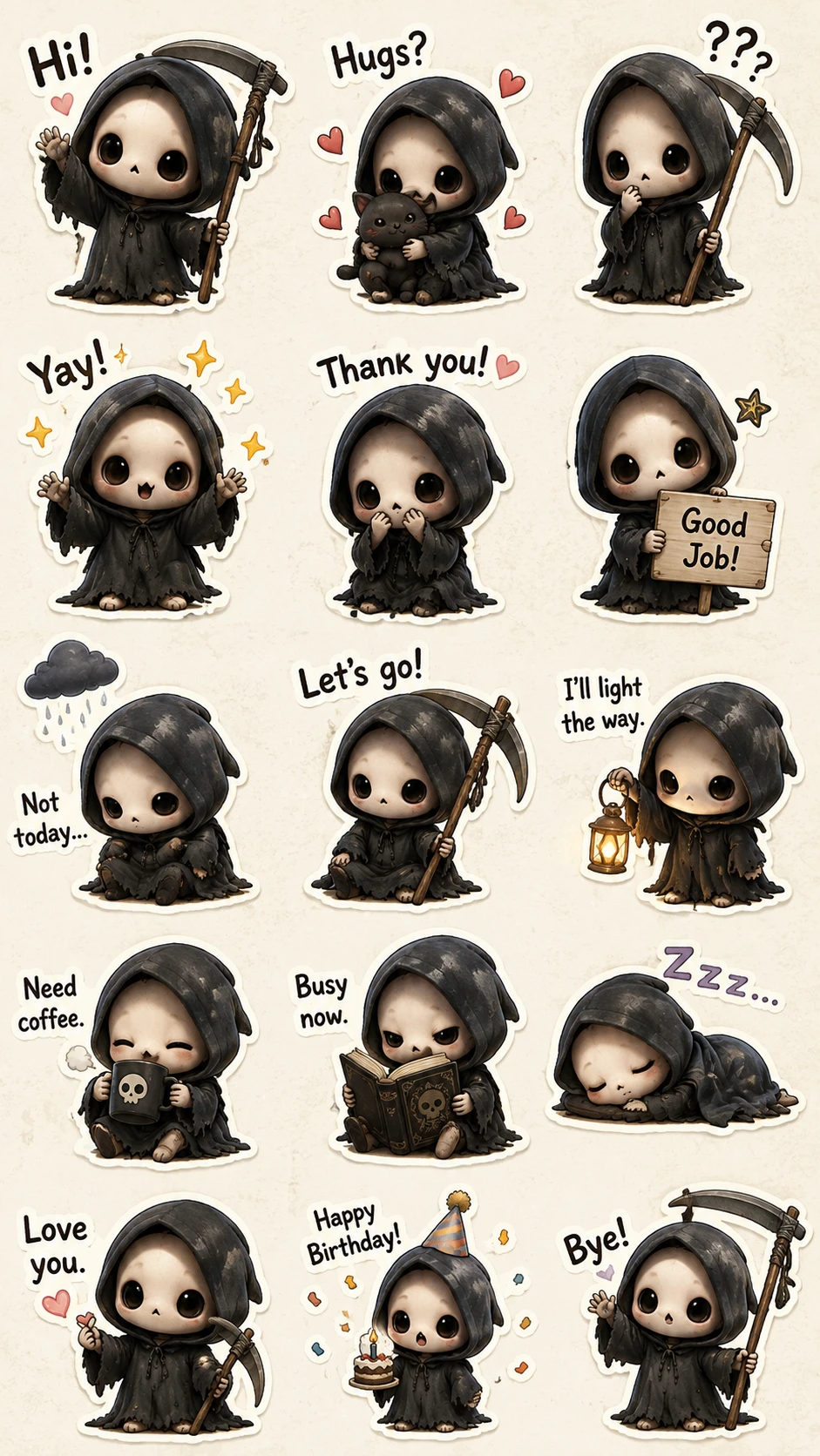 Chibi reaction sticker sheet with expressive anime girl