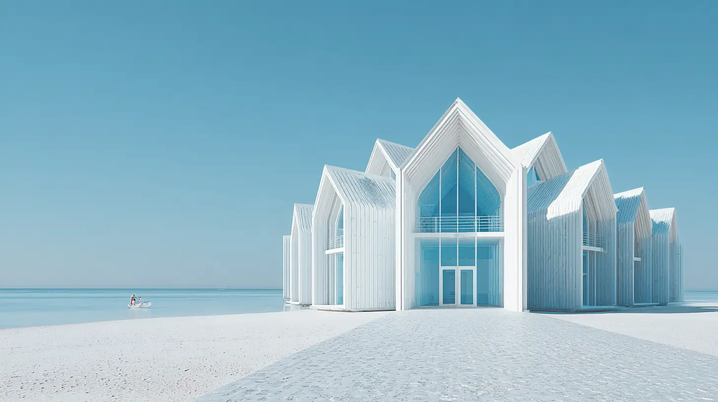 Surreal Drowned Library Rising From A Mysterious Blue Sea