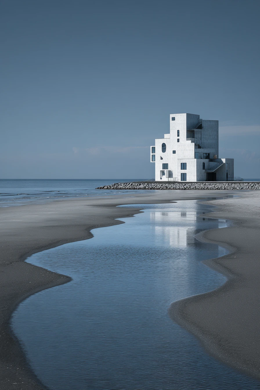 Biblioteca submersa surreal emergindo de uma cidade fantástica subaquática