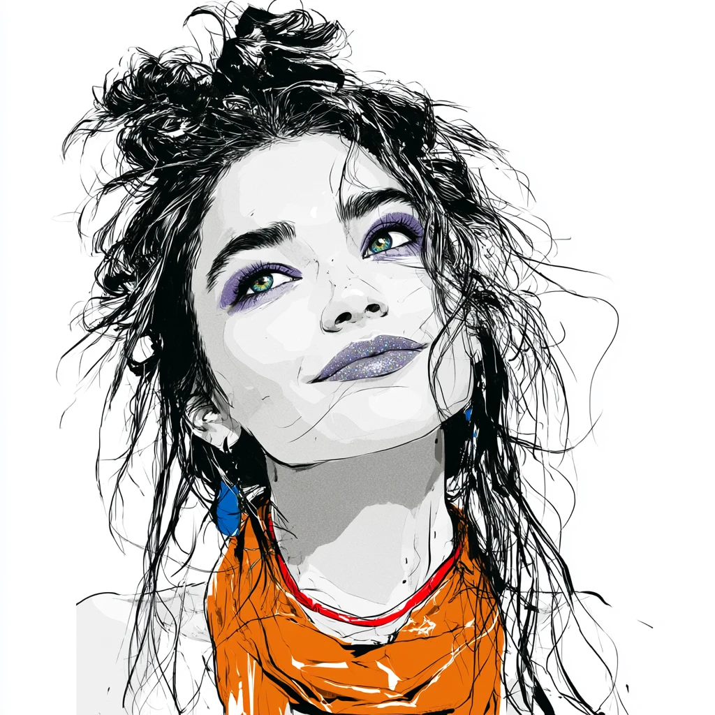 Retrato de moda monocromático de una mujer sonriente y segura de sí