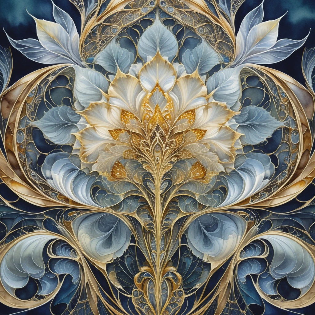 Golden fractal tapestry of divine ethereal existence
