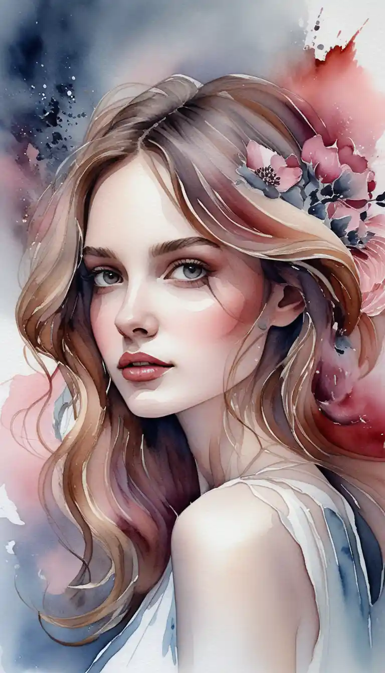 Romantic digital painting of a graceful young woman
