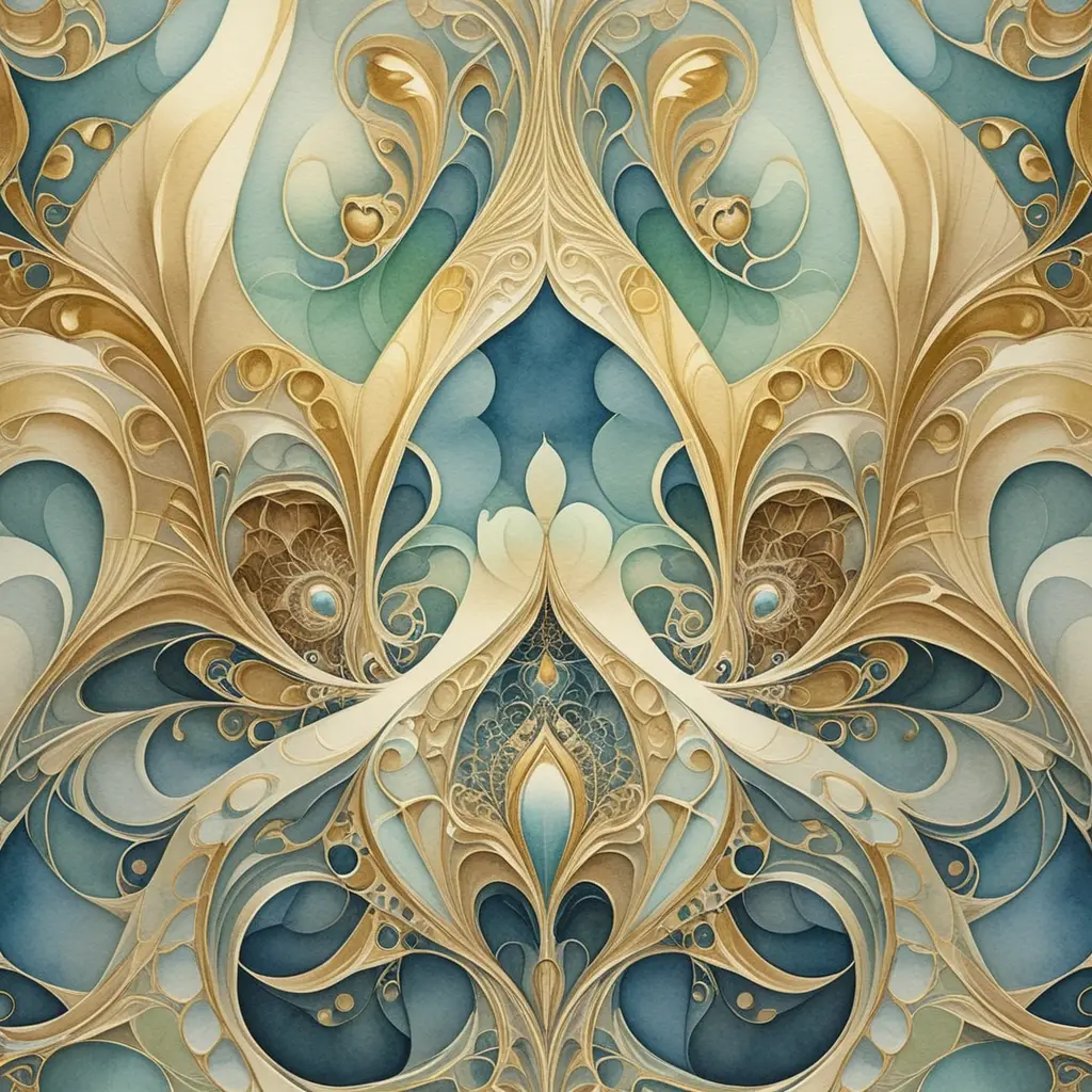 Golden fractal tapestry of divine and ethereal existence