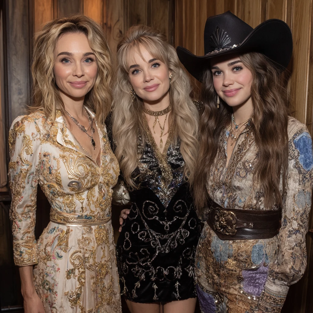 Group portrait of three female country music singers together