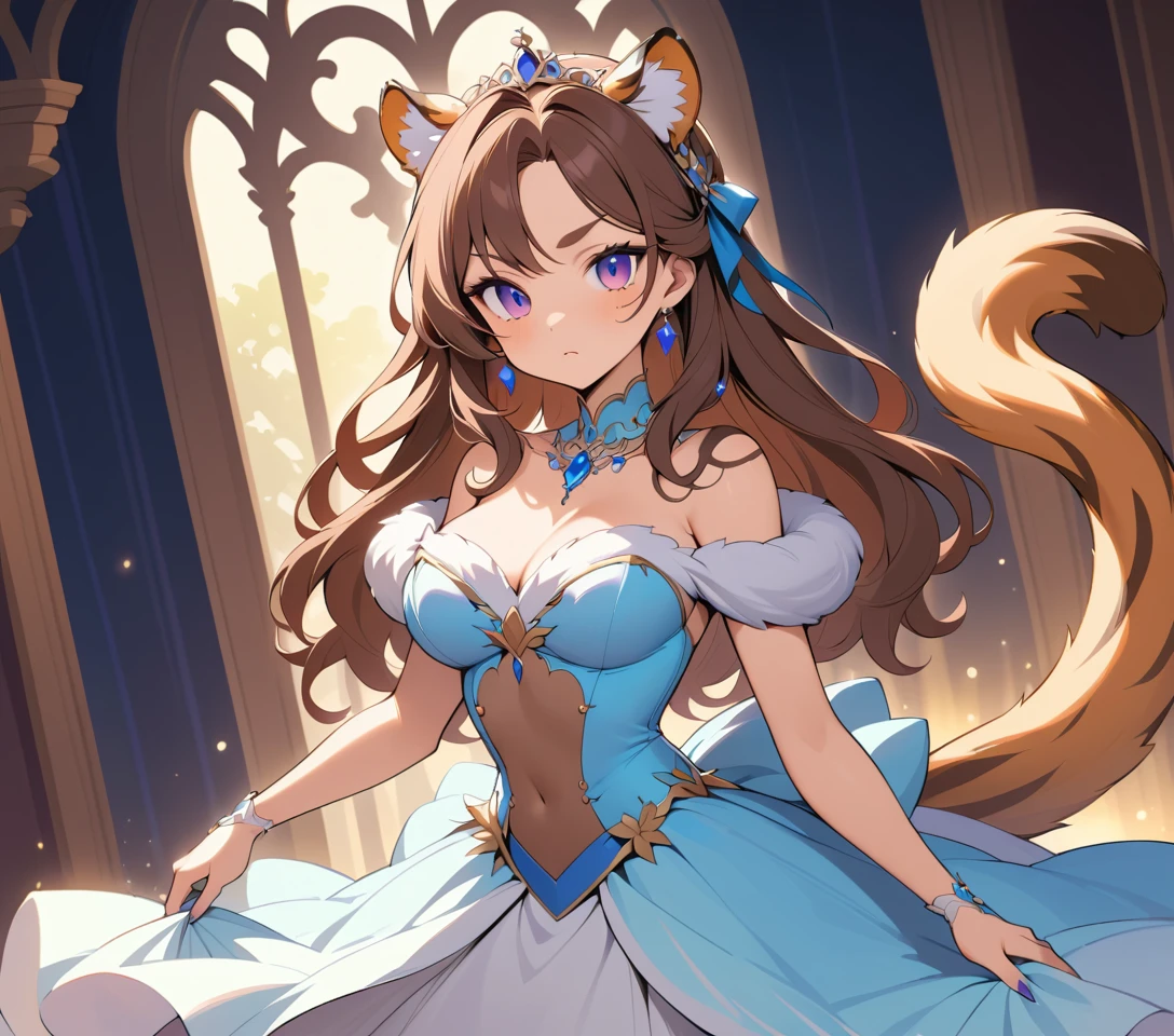 Mystical feline woman in a lavish victorian cinderella gown