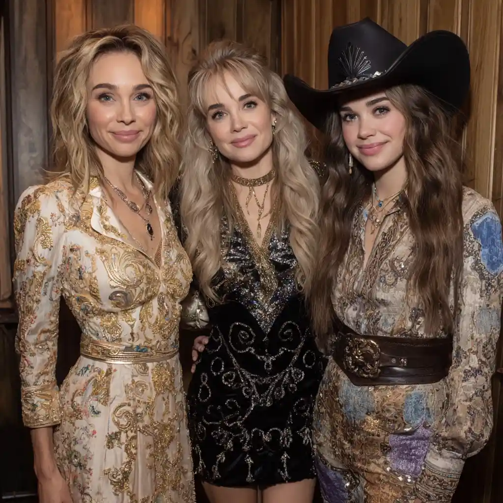Group portrait of three female country music singers together