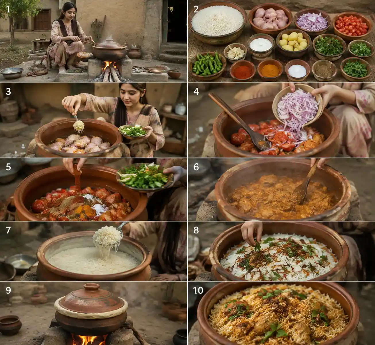 Chica paquistaní de pueblo cocinando en una rústica cocina al aire libre