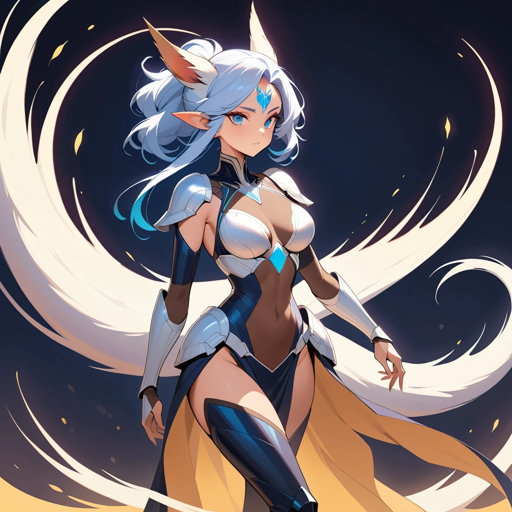 Armored fantasy warrior woman striding forward with fierce grace