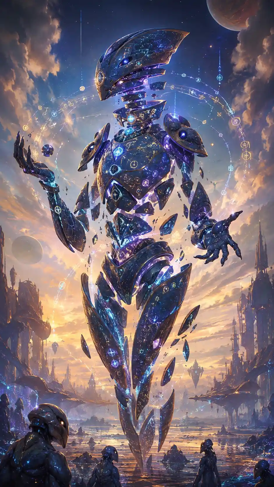 Bioluminescent Alien Formed Of Floating Geometric Plates