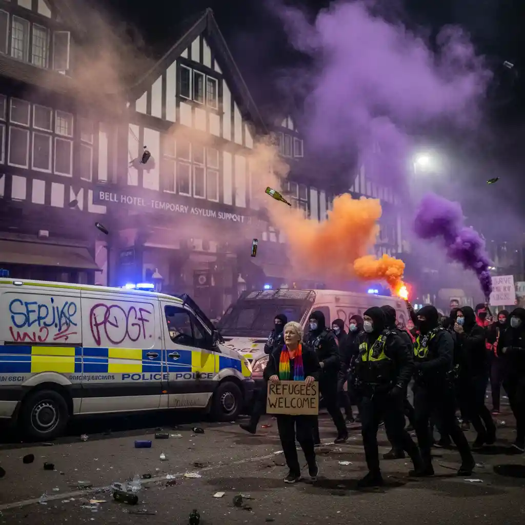 Bengalas de humo y botellas lanzadas contra furgones policiales