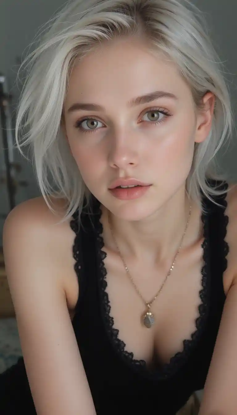 Retrato em close de uma mulher atemporal com visual natural sem maquiagem