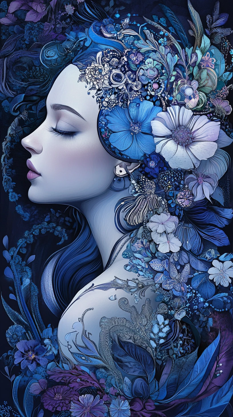 Épico retrato de diva rusa en ilustración digital poética