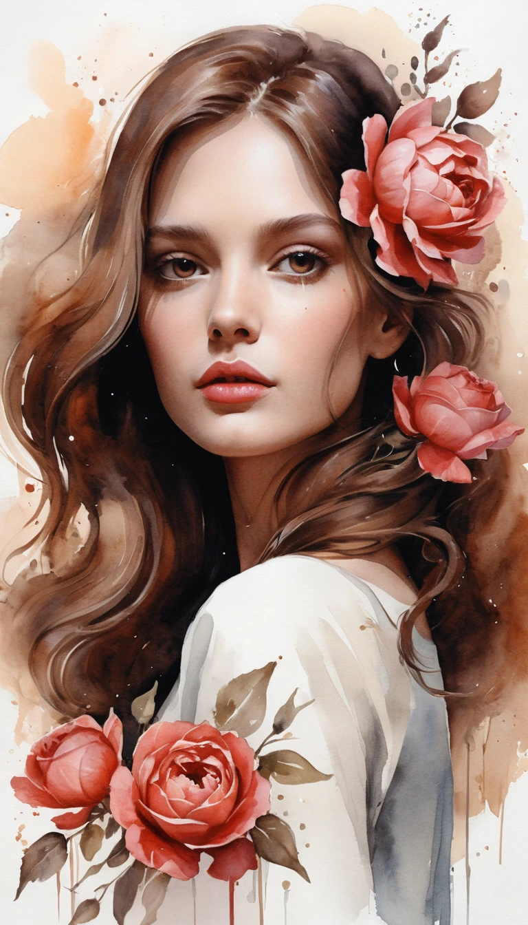 Peinture numérique romantique d’une jeune femme gracieuse
