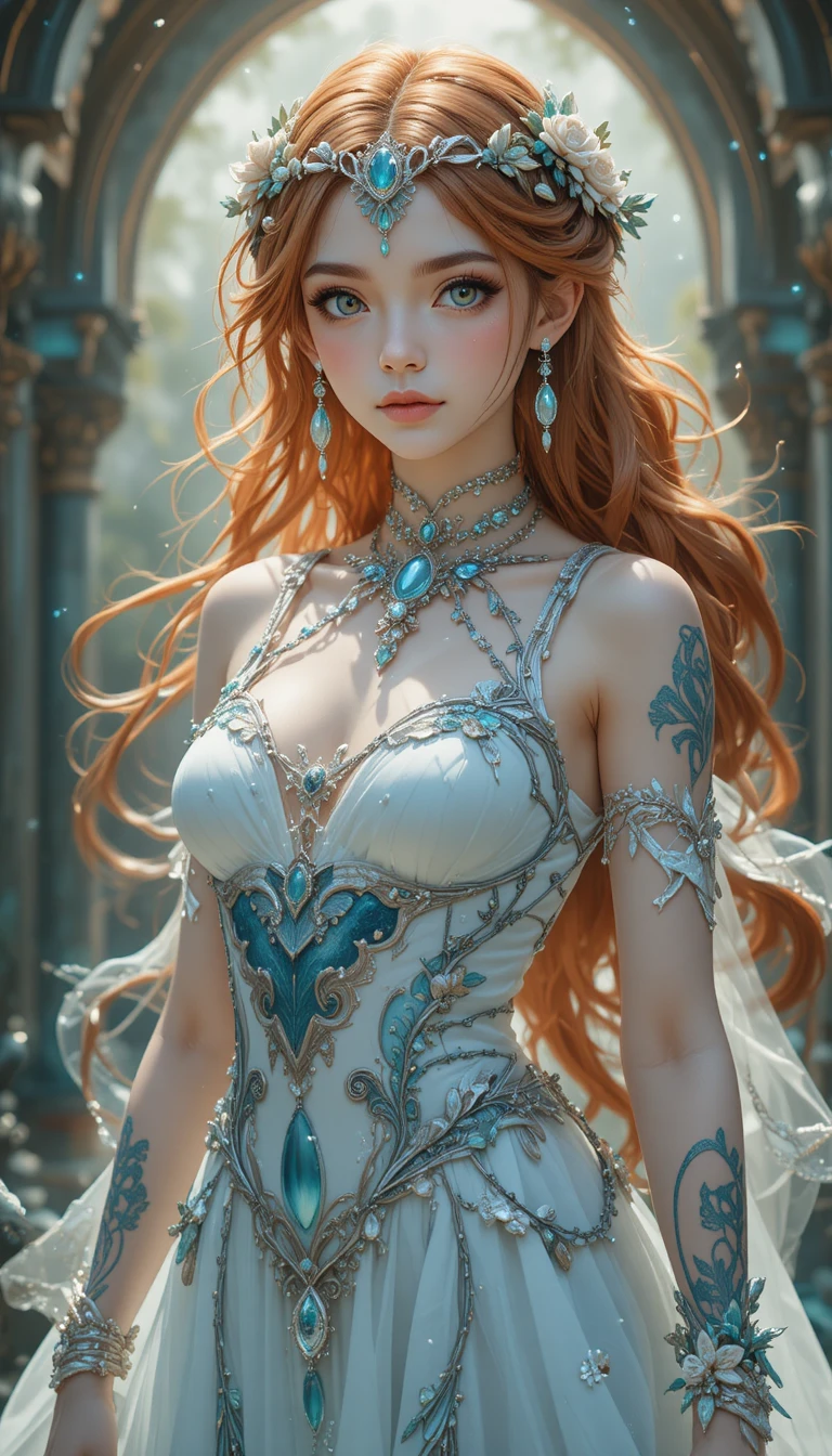 Elegante sereia em estilo anime com cauda esmeralda e joias do mar