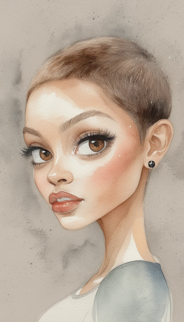 Retrato estilizado de una chica negra con el pelo corto plateado