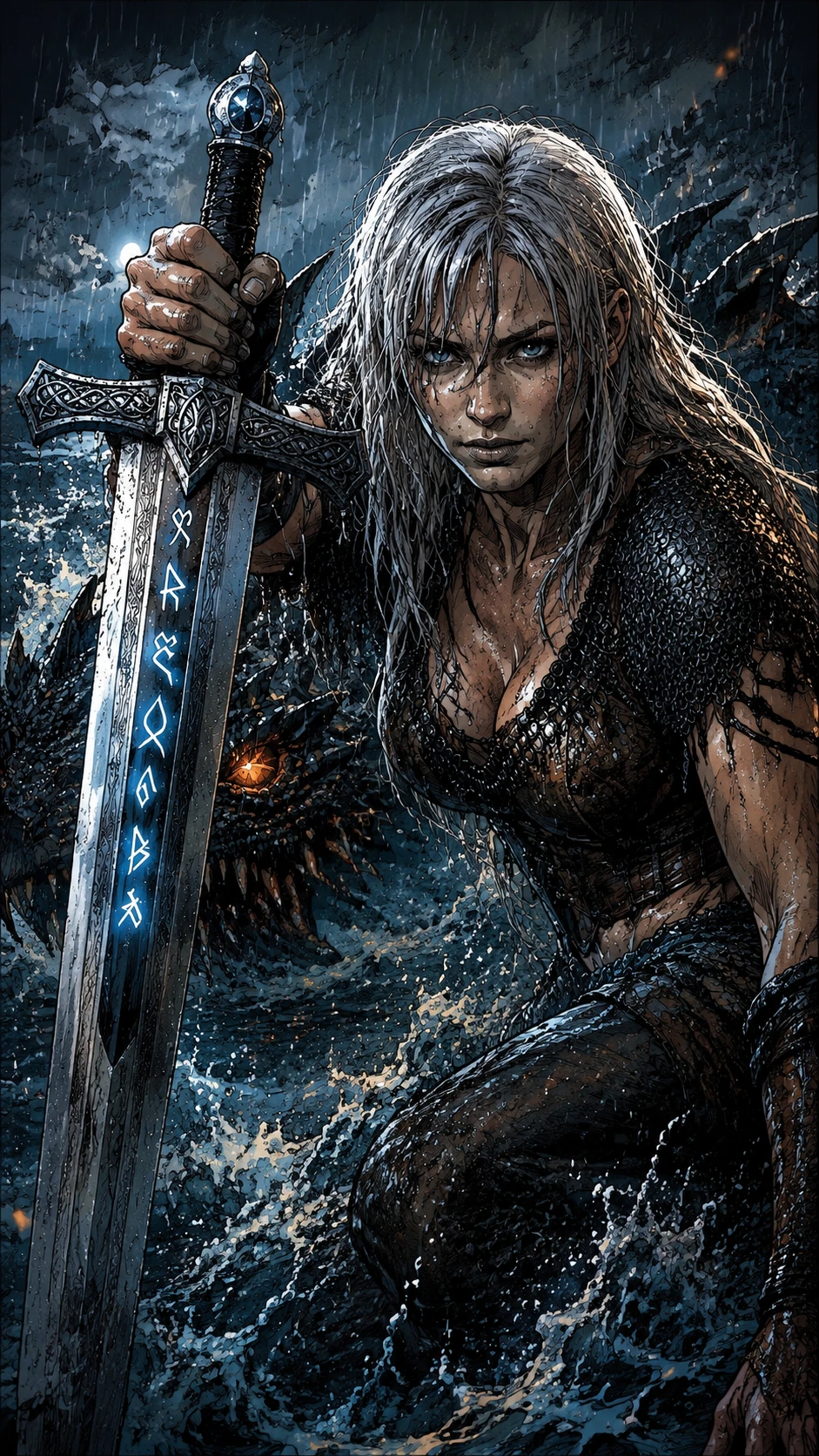 Dark Fantasy Graphic Novel Style Creature Illustration