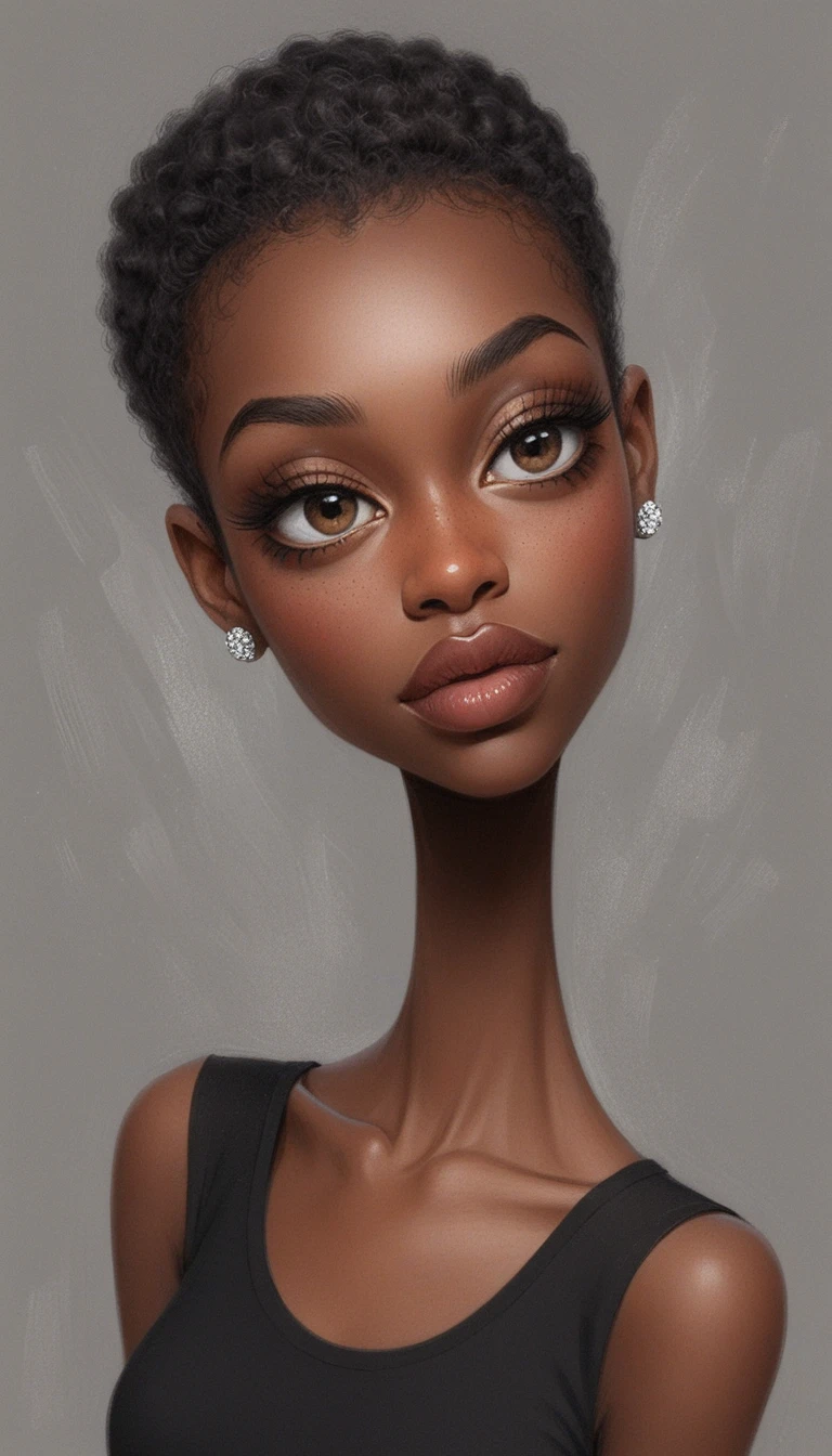 Retrato estilizado de una mujer negra con el pelo corto plateado