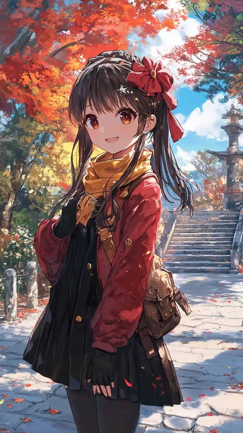Garota de anime com chapéu azul elaborado e roupa com detalhes dourados