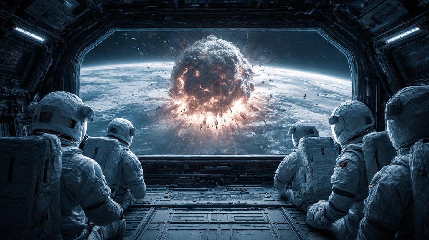 Astronautas presencian un catastrófico impacto de asteroide en la Tierra
